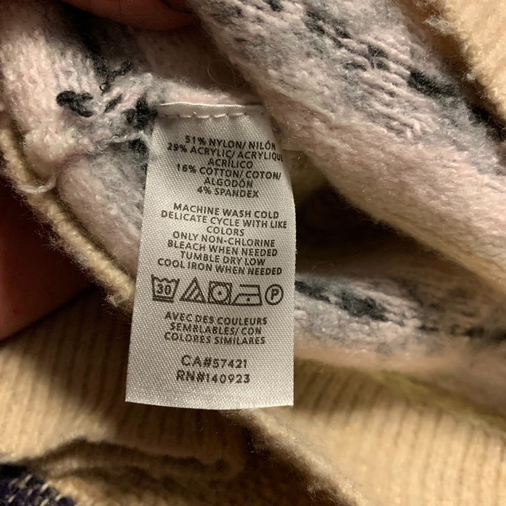 LOFT Fair Isles Sweater Turtleneck Pastel Nordic Cottage Boho Cozy Soft Medium - Picture 5 of 6